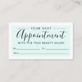 ミニマルエレガントミントグリーン白縁ど画素 予約カード (正面)