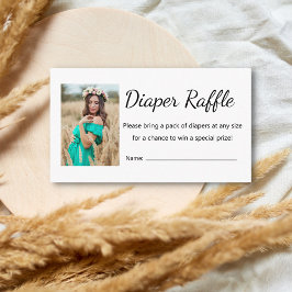 ミニマルエレガントムおむつラッフル赤ちゃんシャワー写真 エンクロージャーカード
