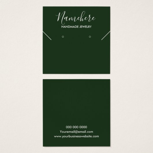 ミニマルエレガントムのグリーンイヤリング表示カード (正面&裏面)