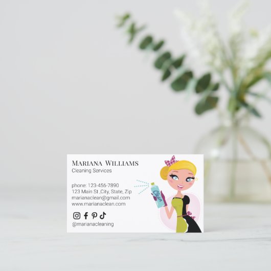 ミニマルエレガントムのソーシャルメディア清掃サービス 名刺 (スタンド正面)