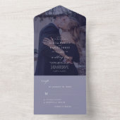 ミニマルエレガントム写真ネイビー結婚ホワイト オールインワン招待状 (内側)