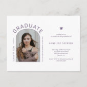 ミニマルエレガントム写真卒業パーティー招待状 ポストカード (正面)