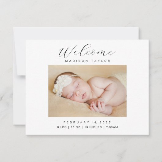 ミニマルエレガントム写真誕生の発表カード サンキューカード (正面)