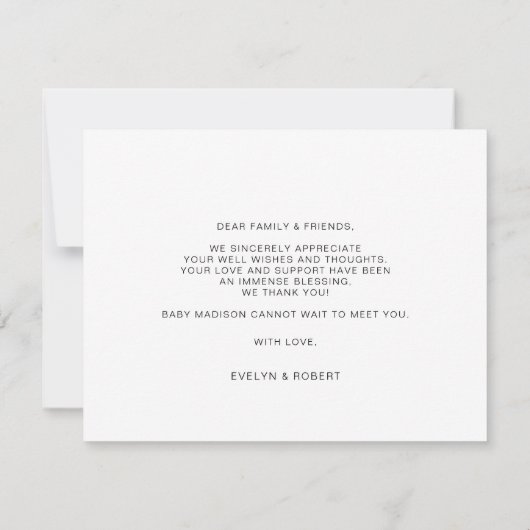 ミニマルエレガントム写真誕生の発表カード サンキューカード (裏面)