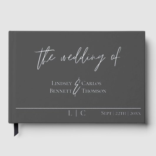 ミニマルエレガントム暗灰色の書道箔 ゲストブック (正面)