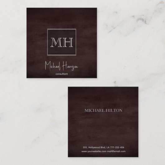 ミニマルエレガントム質質無褐色質素質一文字 スクエア名刺 (正面/裏面)