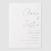 ミニマルエレガントモダンの黒結婚画 ベラム紙招待状 (正面)