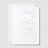 ミニマルエレガントモダンの黒結婚画 ベラム紙招待状 (オフセット)