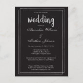 ミニマルエレガントモダンシック・ブラック・シルバー結婚ズ インビテーションポストカード (正面)