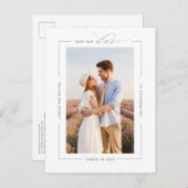 ミニマルエレガントモダンシンプル写真の日付を保存 案内ポストカード (正面/裏面)