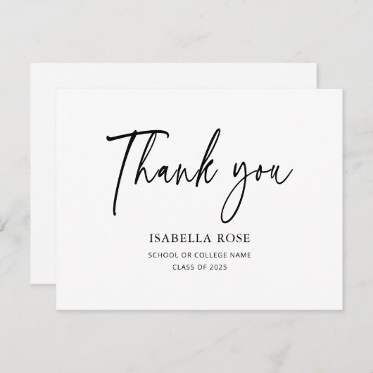 ミニマルエレガントモダンシンプル卒業 サンキューカード (正面/裏面)