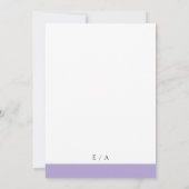 ミニマルエレガントモダンデジタル結婚ラベンダー 招待状 (裏面)