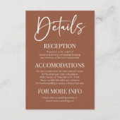 ミニマルエレガントモダンブラウン結婚ボー詳細 エンクロージャーカード (正面)