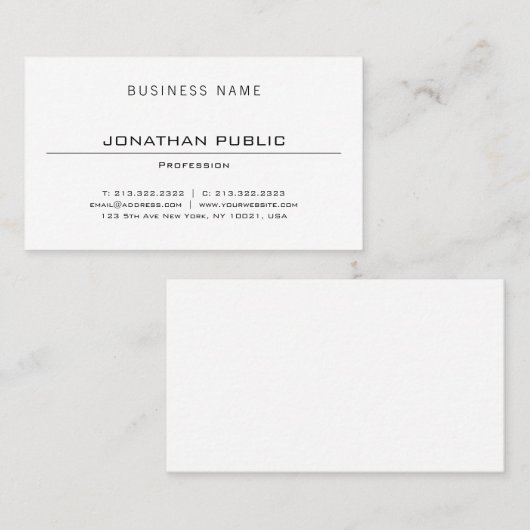 ミニマルエレガントモダンプロフェッショナルプレインシック 名刺 (正面/裏面)