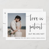 ミニマルエレガントモダンリストのスクリプト写真の取り出し 招待状 (正面/裏面)