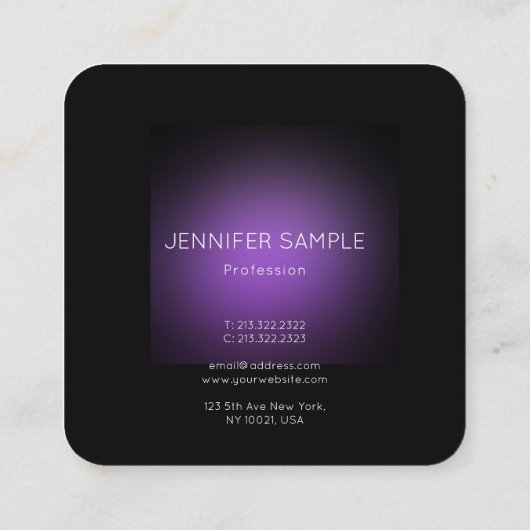 ミニマルエレガントモダンリストパープルテンプレートラグジュアリー スクエア名刺 (裏面)