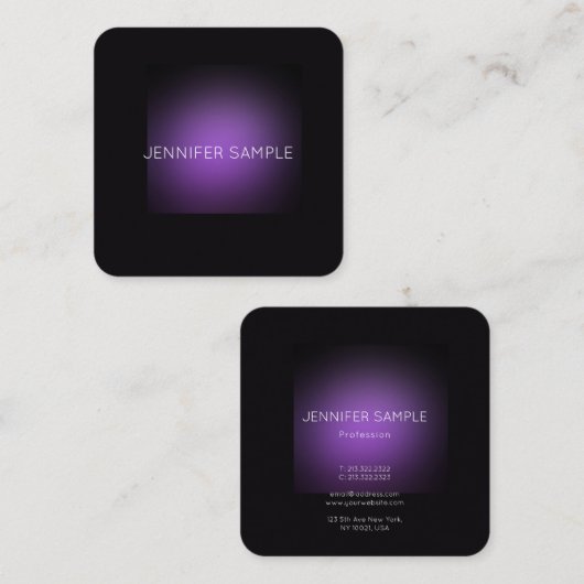 ミニマルエレガントモダンリストパープルテンプレートラグジュアリー スクエア名刺 (正面/裏面)
