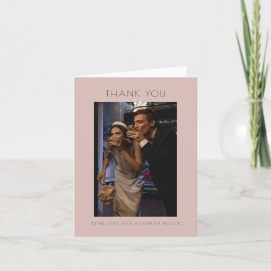 ミニマルエレガントモダン赤面結婚のカスタム サンキューカード (正面)