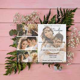 ミニマルエレガントモダン4枚の写真結婚s 招待状