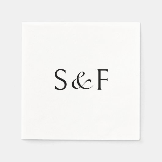 ミニマルエレガントモノグラムスクリプトウェディング スタンダードカクテルナプキン (正面)
