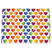 ミニマルエレガントラインボーハートデザインラージギフト ラージペーパーバッグ (正面)