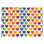 ミニマルエレガントラインボーハートデザインラージギフト ラージペーパーバッグ (裏面)