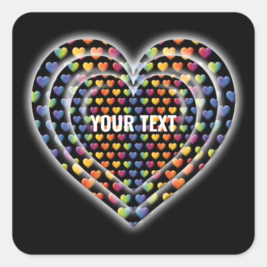 ミニマルエレガントラインボーハート スクエアシール (正面)