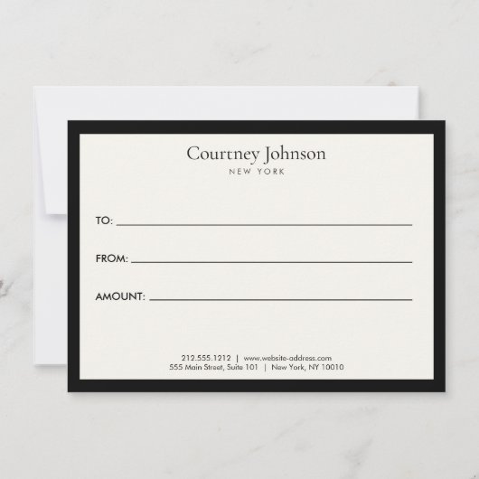 ミニマルエレガントラグジュアリーブティックアイボリーギフトカード (裏面)