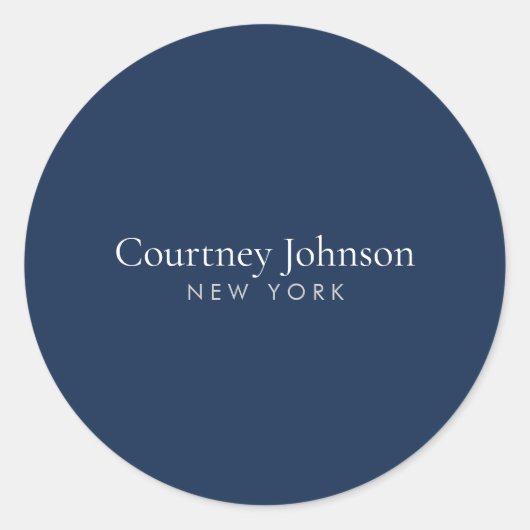 ミニマルエレガントラグジュアリーブティックネイビーブルー ラウンドシール (正面)