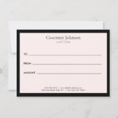 ミニマルエレガントラグジュアリーブティックピンクギフトカード (裏面)