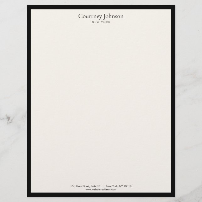 ミニマルエレガントラグジュアリーブティックブラック/アイボリー レターヘッド (正面)