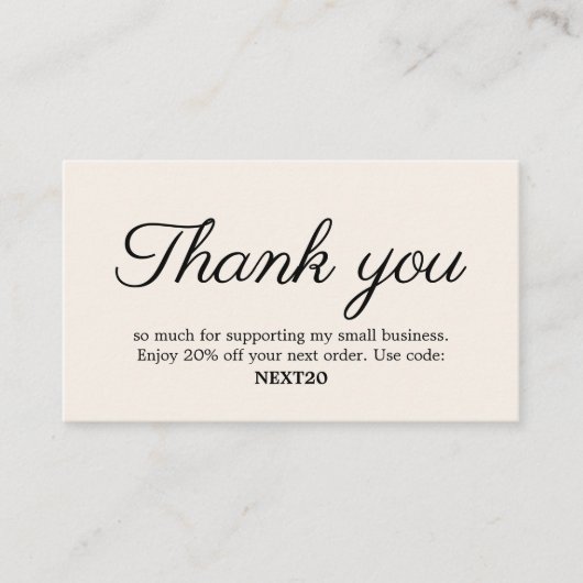 ミニマルエレガントラグジュアリーホワイトショップクーポ感謝していン 割引カード (正面)
