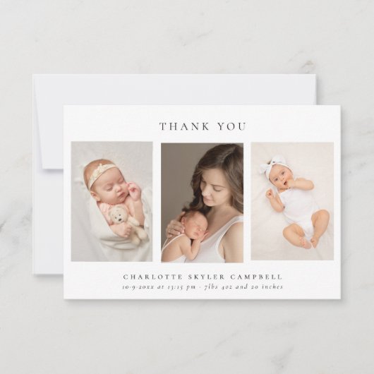 ミニマルエレガントリストありがとう3枚の写真 サンキューカード (正面)