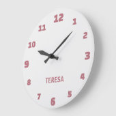 ミニマルエレガントリストと白およびバラ金ゴールド名 ラージ壁時計 (傾斜)