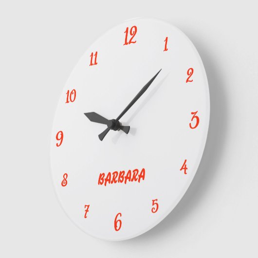 ミニマルエレガントリストと白と緋色の名前 ラージ壁時計 (傾斜)
