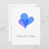 ミニマルエレガントリストと青と紫のハート シーズンポストカード (正面/裏面)