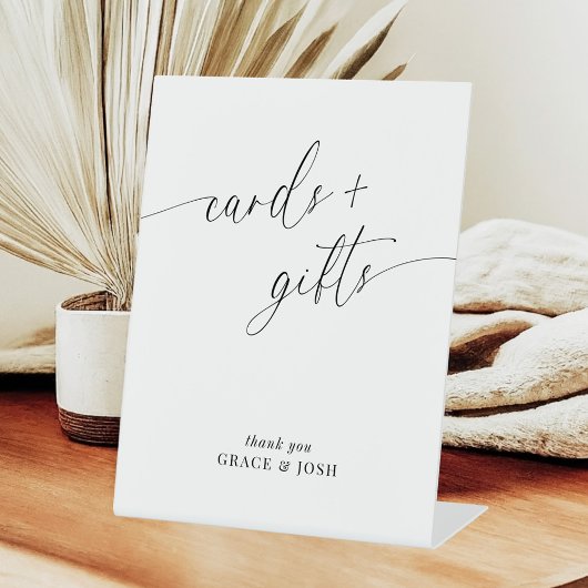 ミニマルエレガントリストのウェディングカードとギフト 台座サイン