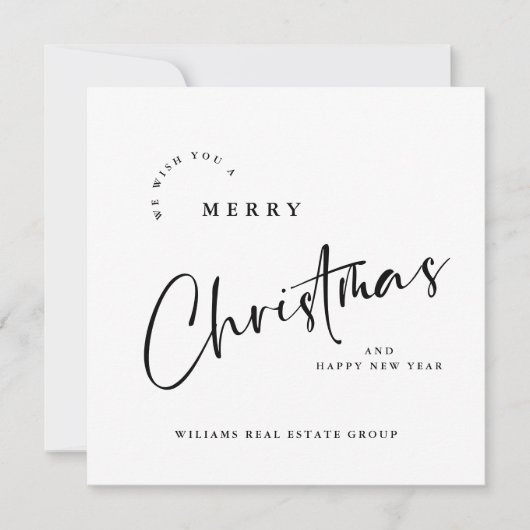 ミニマルエレガントリストのクリスマスの挨拶企業の シーズンカード (正面)