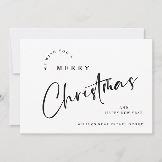 ミニマルエレガントリストのクリスマスの挨拶企業の シーズンカード (正面)