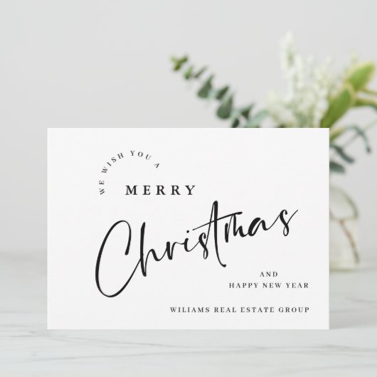 ミニマルエレガントリストのクリスマスの挨拶企業の シーズンカード (スタンド正面)