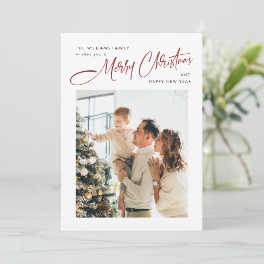 ミニマルエレガントリストのクリスマスグリーティングフォト シーズンカード (スタンド正面)