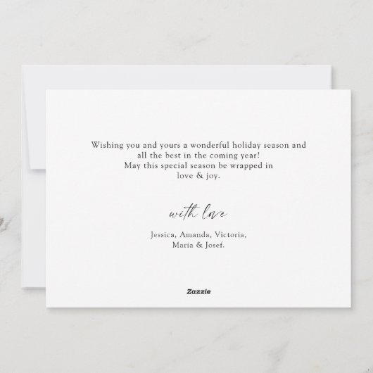 ミニマルエレガントリストのクリスマスグリーティングフォト シーズンカード (裏面)