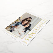 ミニマルエレガントリストのクリスマス写真金ゴールド 箔シーズンカード (回転した状態)