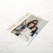 ミニマルエレガントリストのクリスマス写真金ゴールド 箔シーズンカード (回転した状態)