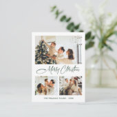 ミニマルエレガントリストのクリスマス3写真グリーティング ポストカード (スタンド正面)