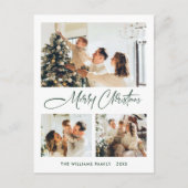 ミニマルエレガントリストのクリスマス3写真グリーティング ポストカード (正面)