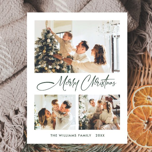 ミニマルエレガントリストのクリスマス3写真グリーティング ポストカード