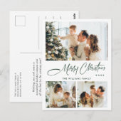 ミニマルエレガントリストのクリスマス3写真グリーティング ポストカード (正面/裏面)