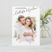 ミニマルエレガントリストのスクリプト形式のフォトコラージュ結婚の 招待状 (スタンド正面)