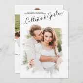 ミニマルエレガントリストのスクリプト形式のフォトコラージュ結婚の 招待状 (正面/裏面)